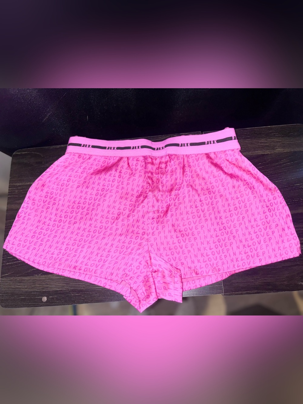 PINK Victoria's Secret Hot Pink 'LOVE PINK' Sleep Shorts